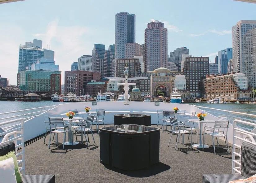 Seaport Elite II open deck with Boston skyline backdrop